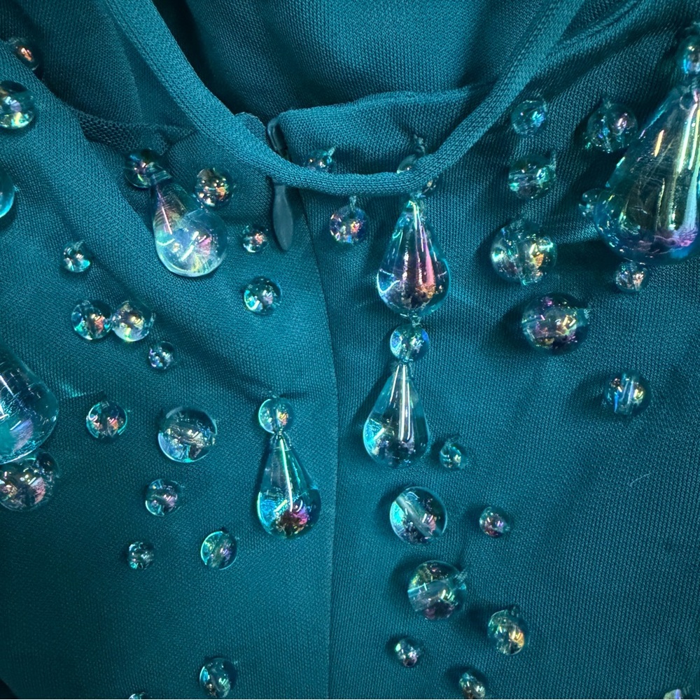 Cult Gaia Artemis Dress Seamoss Teal Embellished Mini beaded Revolve $1195 M - Picture 12 of 16